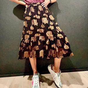 NWT: Anthropologie Midi Skirt w Copper Stitching